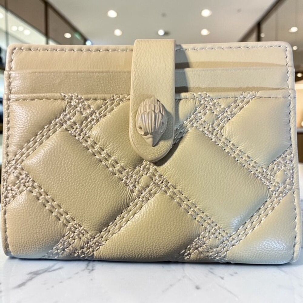 Kurt Geiger London Cream Quilted Leather Eagle Card Holder Wallet NIB